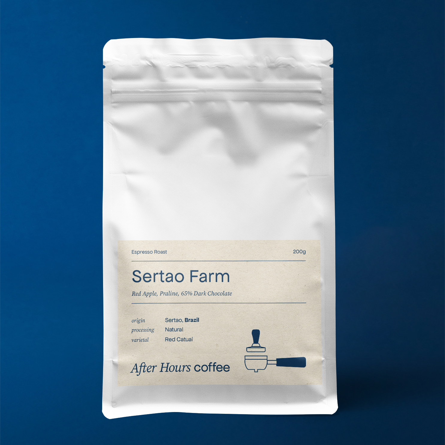 Brazil Sertao Farm Natural Red Catuai Espresso Roast by After Hours Coffee. Red Apples, Praline and Dark Chocolate